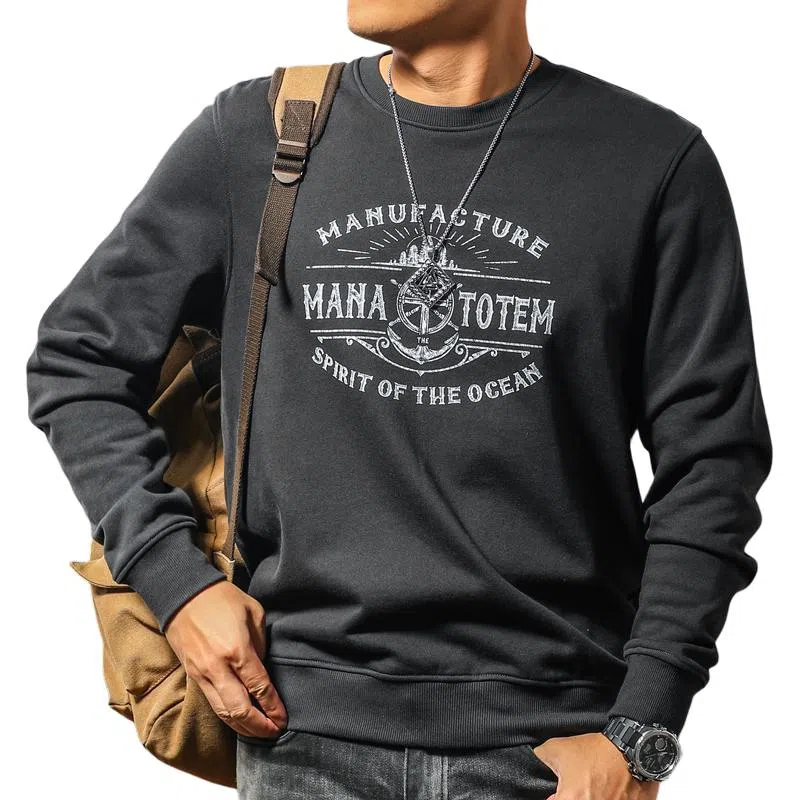 季言 美式舒适时尚印花高端卫衣 男款