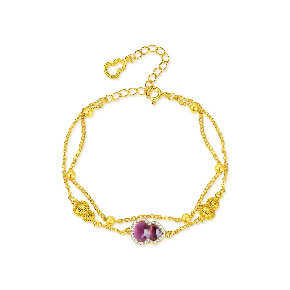 【S925纯银 福气满满】 七七银饰   新中式国潮招财纳福 转运上岸 平安喜乐 轻奢温婉淑女风 简约百搭显白 福禄双全天然 紫水晶 手链 女款