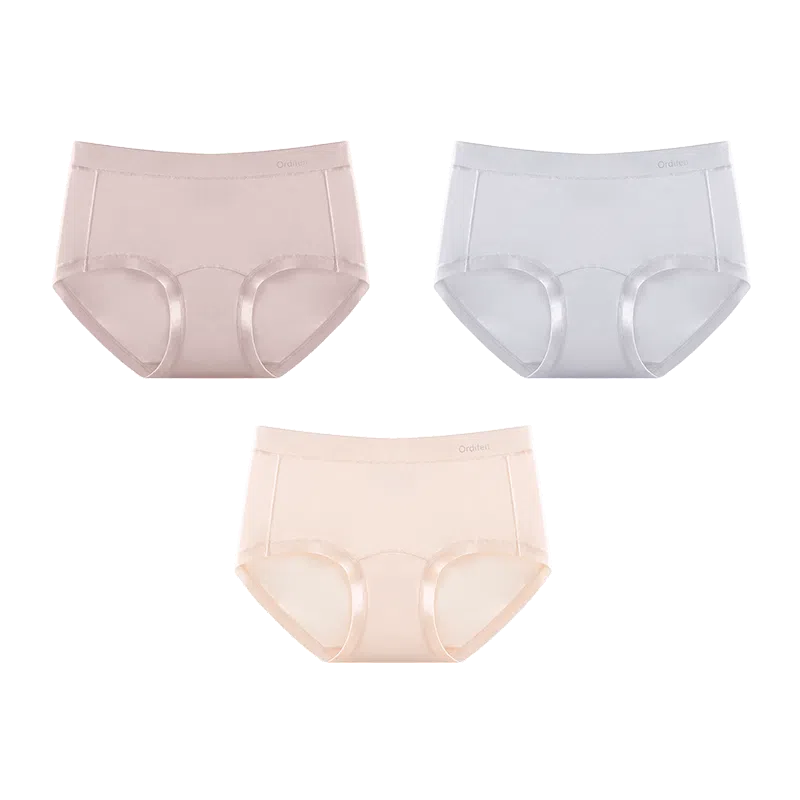 欧迪芬 莫代尔含桑蚕丝无痕舒适抑菌裆不夹臀中腰高弹亲肤透气全包臀三角内裤 女款
