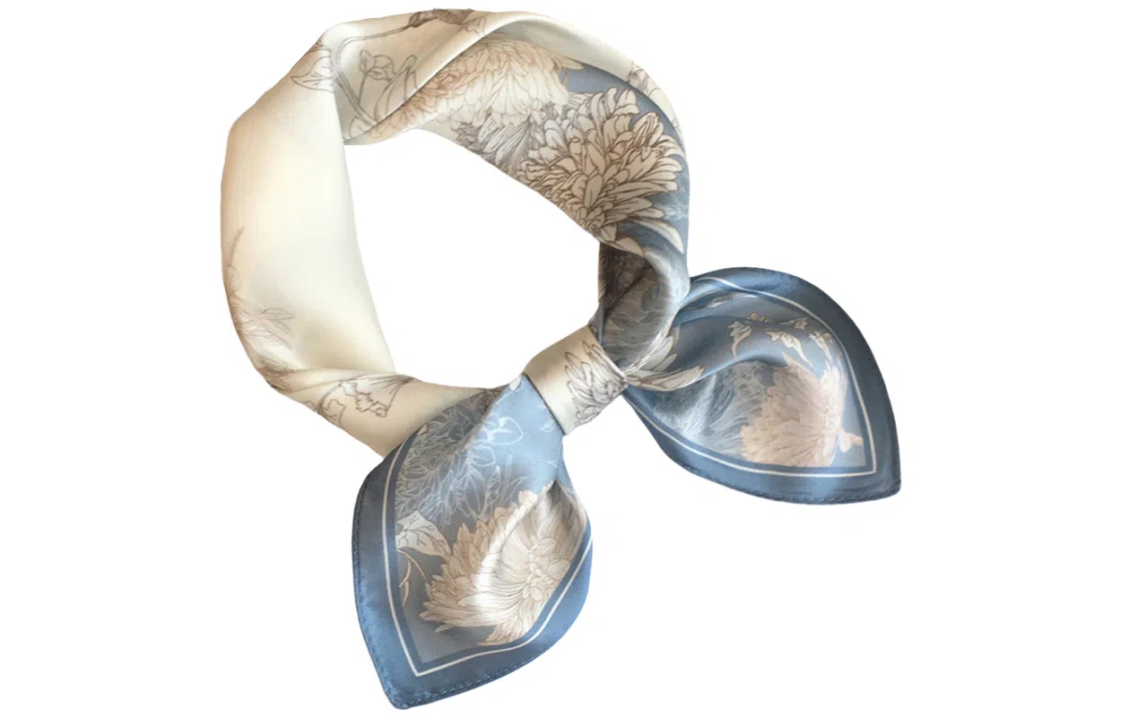 优幽兰 韩版高级感小香风优雅繁花小众设计感精致时尚百搭简约个性气质轻奢清新淡雅 桑蚕丝 丝巾 女款