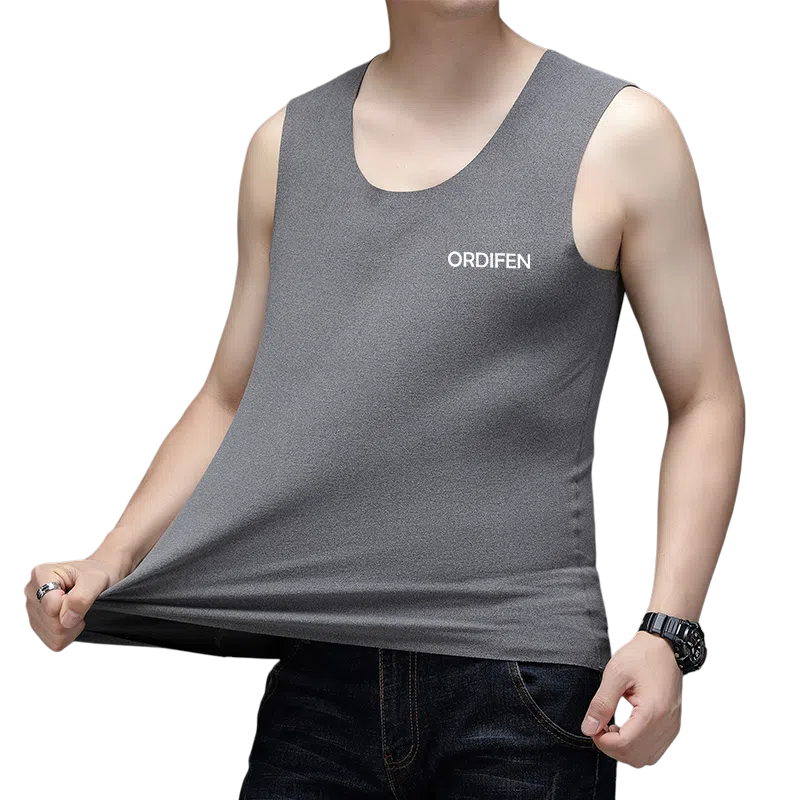 欧迪芬 日系纯色轻量简约德绒柔软高弹加热无痕打底保暖秋衣背心 男女同款