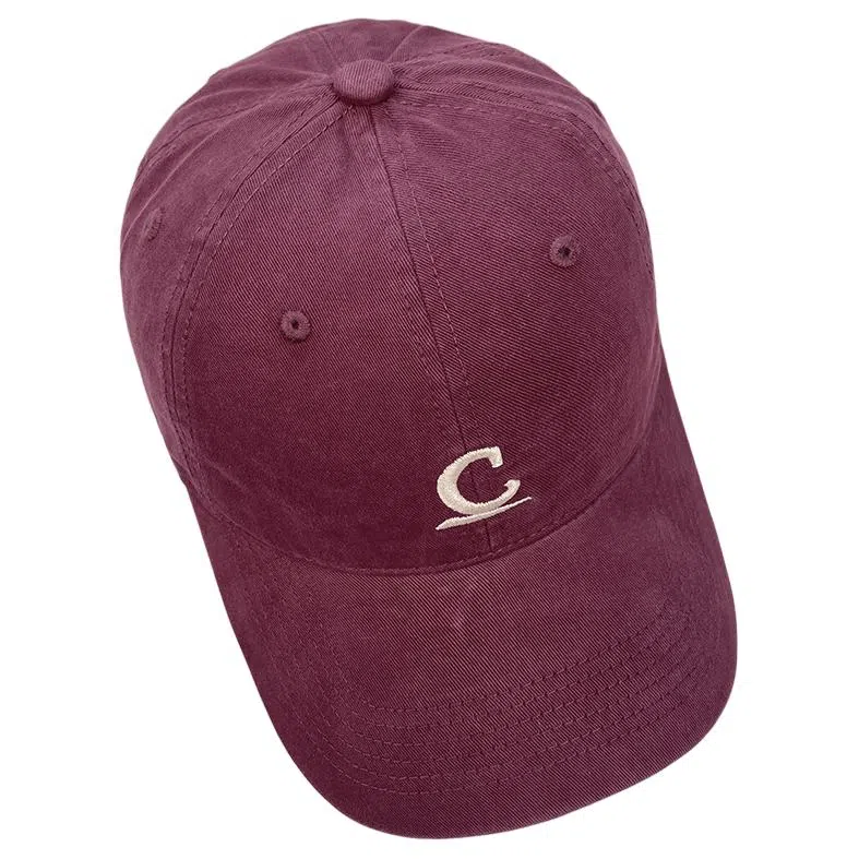 山一丸 复古软顶字母刺绣显脸小遮阳防晒帽潮 聚酯纤维 鸭舌帽 男女同款情侣款