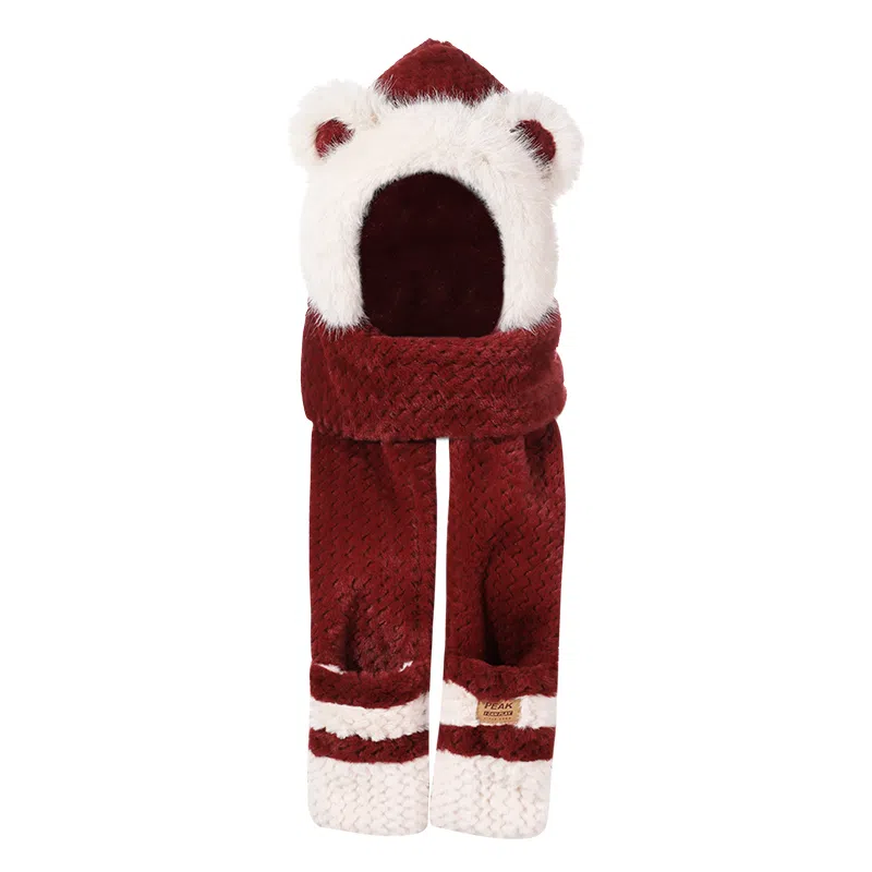 匹克 高颜值围巾手套三合一 一体保暖毛绒 涤纶 帽子 男女同款情侣款