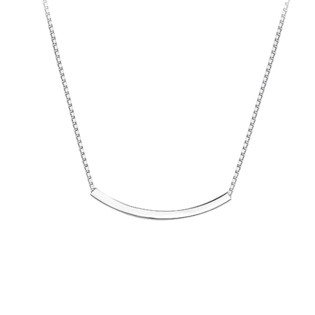 【999纯银】 色菲尔 韩式微笑弯管锁骨链 优雅简约高级感小清新小众设计个性几何时尚日常通勤百搭可调节配饰 足银 项链 女款