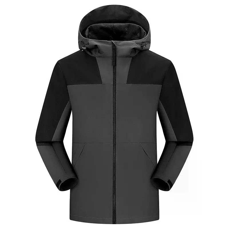 户外休闲纯色简约连帽宽松高颜值薄款防风防水耐磨进藏登山服饰 冲锋衣 男款