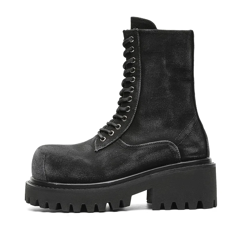 Zhenran 10cm Height Increase Biker Boots