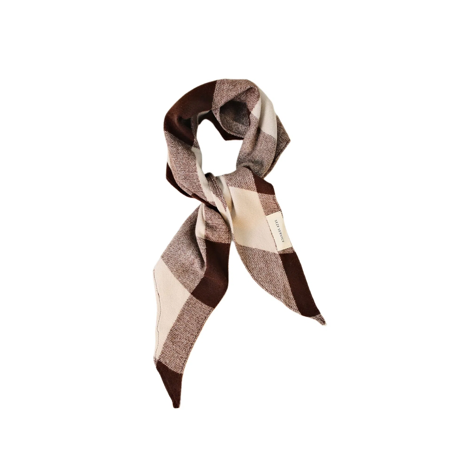 艾佳微 美拉德配色暖色调格子高级感小披肩外搭护颈围巾系领巾护脖 聚酯纤维 丝巾 男女同款情侣款