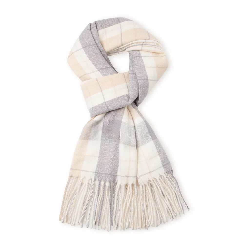 红豆 保暖格子条纹拼色时尚外搭 聚酯纤维 绒线围巾 男女同款情侣款