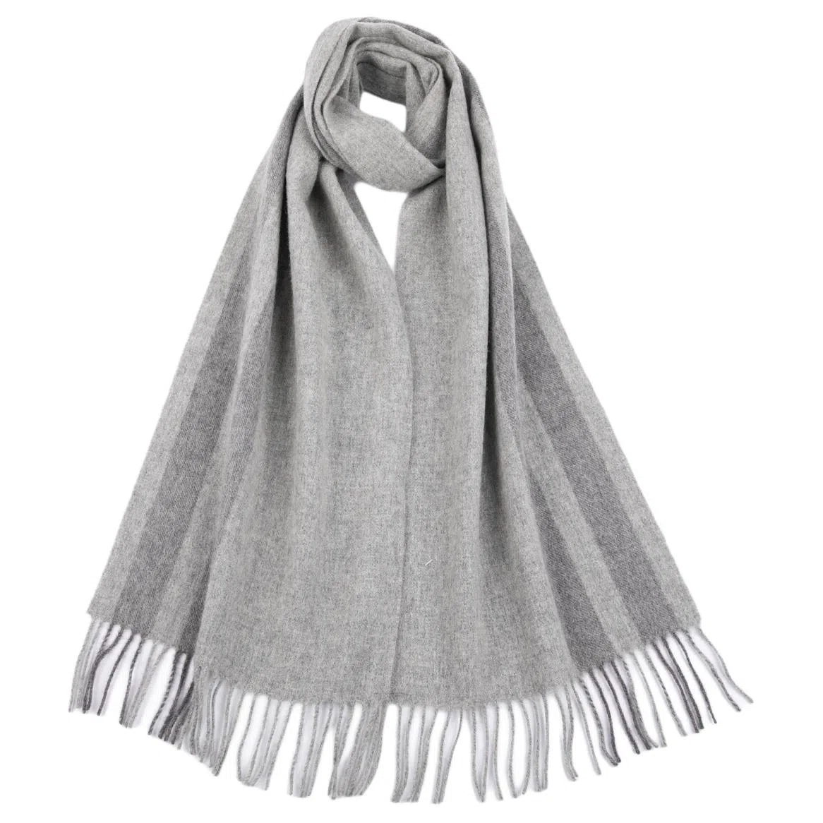 红豆 品牌格子条纹百搭温暖灰色 羊毛 绒线围巾 男女同款情侣款