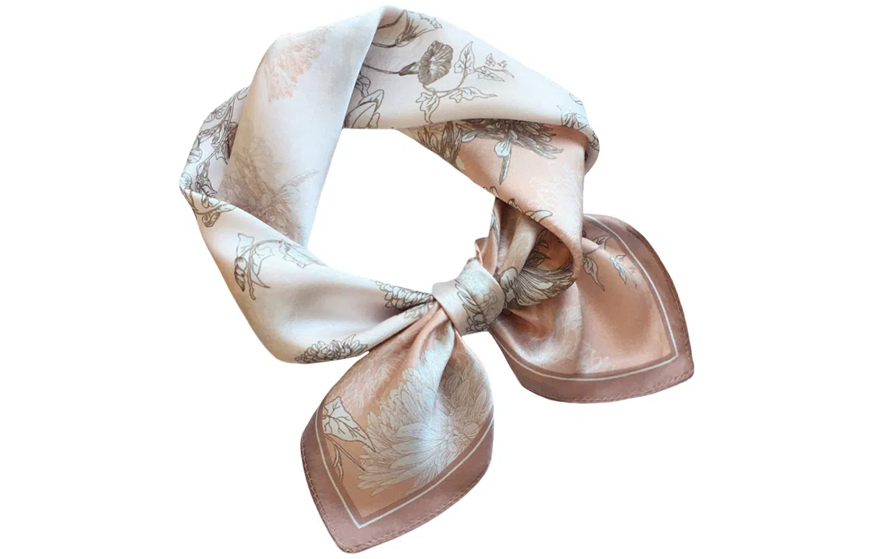 优幽兰 韩版高级感小香风优雅繁花小众设计感精致时尚百搭简约个性气质轻奢清新淡雅 桑蚕丝 丝巾 女款