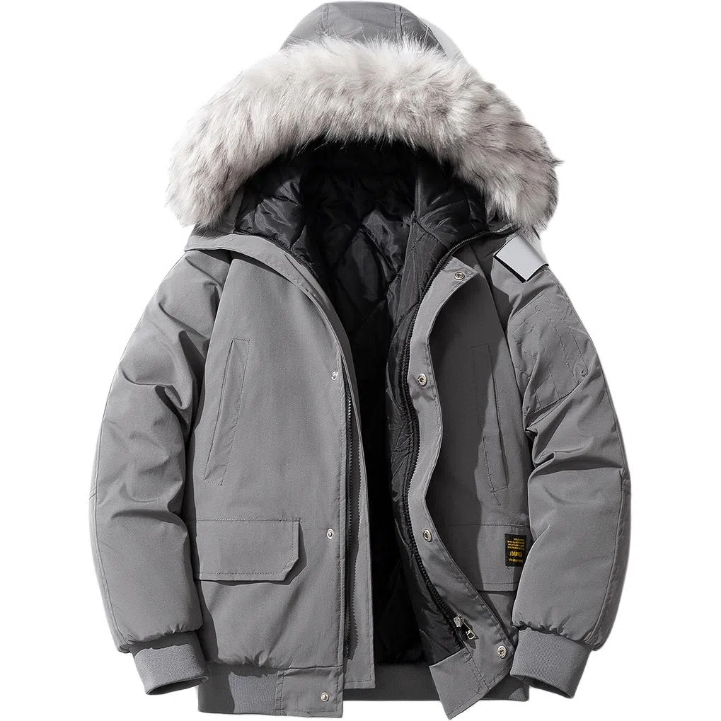 【dme】 美式大毛领连帽工装棉服外套男女冬季加厚保暖棉衣短款潮男装 男款