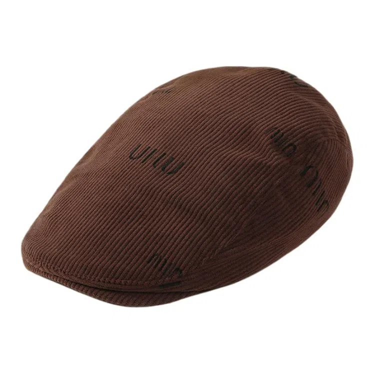 山一丸 灯芯绒秋冬反戴大头围显脸小复古气质 涤纶 贝雷帽 女款