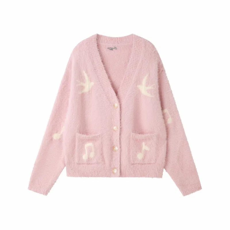 LOVE ME LATER Faux Mink Jacquard Cardigan