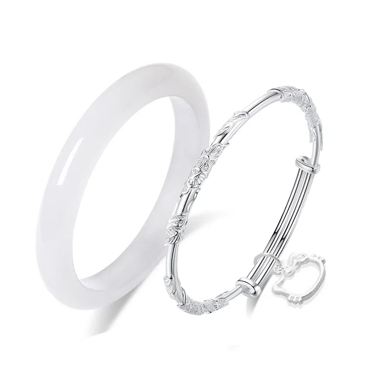 静范 白月光贵妃镯 新中式经典复古一步一响旗袍汉服 古风冰透轻奢清冷显白气质优雅时髦百搭高级感恋爱告白#好运 琉璃 手镯 女款