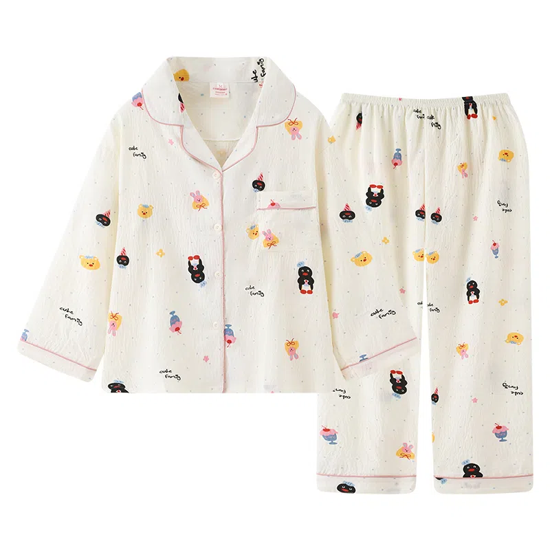 静英鸾 可爱企鹅慵懒甜美风休闲舒适家居服睡衣套装 女款