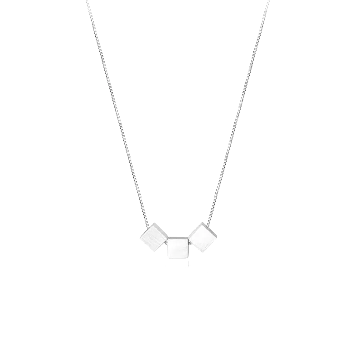 【999银方糖】 色菲尔 韩式拉丝方块锁骨链 幸运小方块简约时尚高级优雅几何个性小众设计气质日常通勤百搭可调节 银 项链 女款