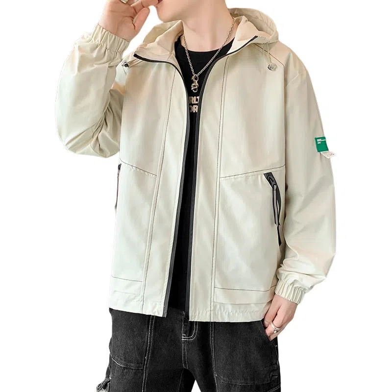洋气先生 美式潮牌撞色拼接带帽开衫设计痞帅长袖上衣休闲舒适防风保暖耐磨日常通勤户外徒步无性别主义简约百搭连帽工装外套夹克 男女同款