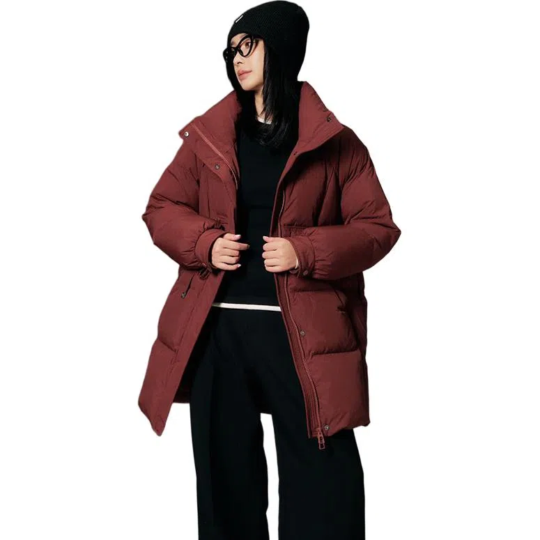 鸭鸭 冬季韩版立领中长款宽松直筒休闲时尚加厚羽绒服 女款