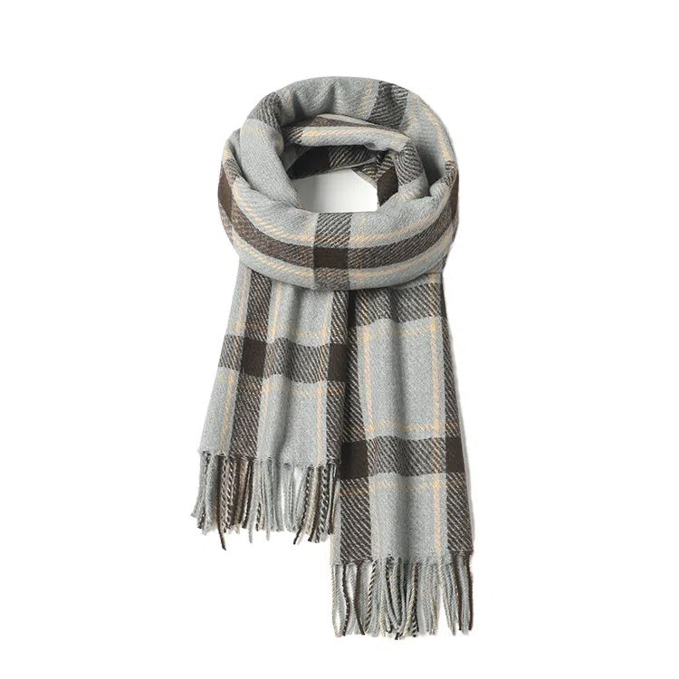 心水好物 高级感韩系小清新百搭黑白格纹柔软保暖加厚披肩围脖 礼盒装 聚酯纤维 绒线围巾 男女同款情侣款