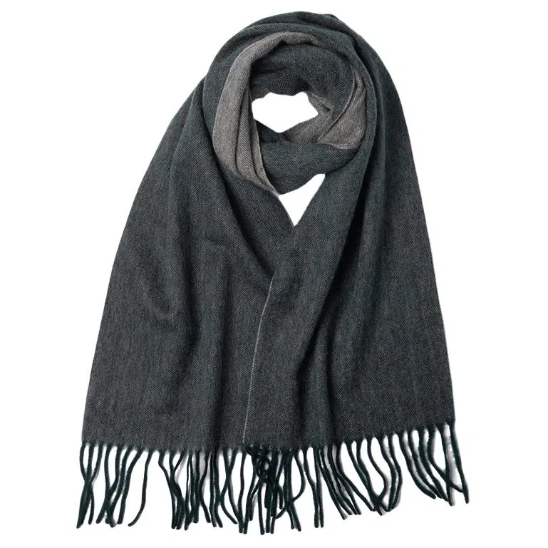 红豆 拼色高雅保暖时尚 山羊绒 绒线围巾 男女同款情侣款