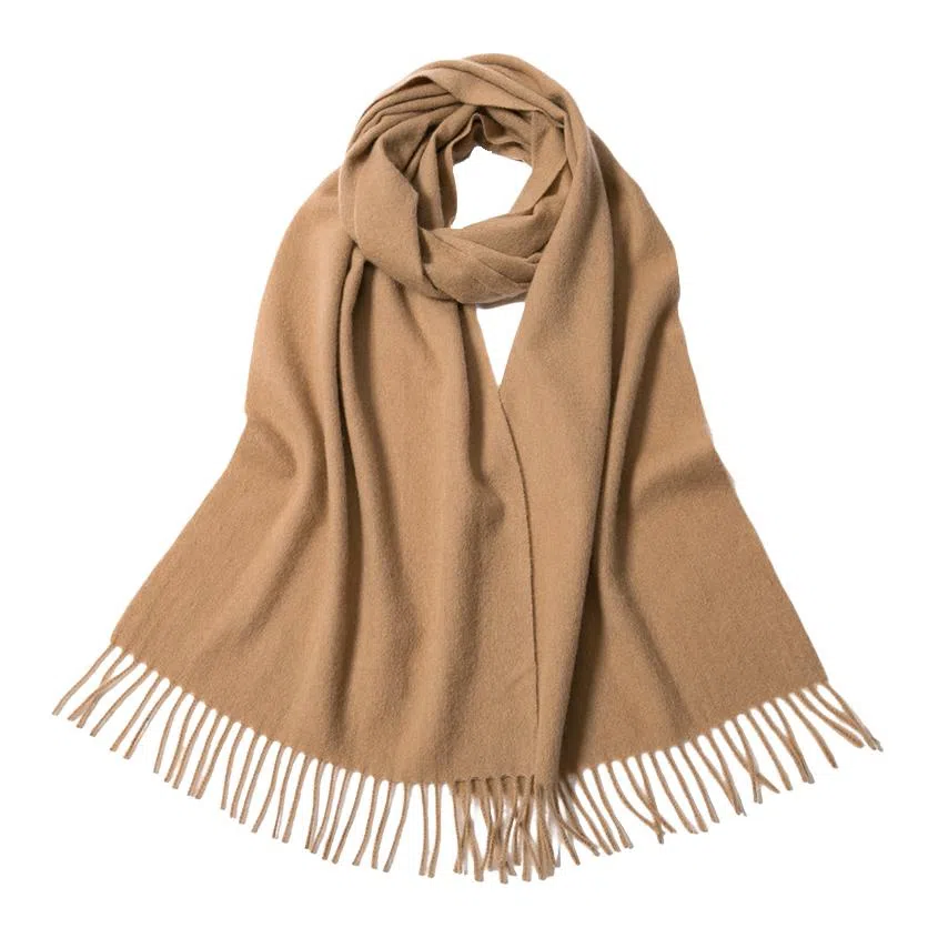 红豆 简约轻盈时尚百搭优雅 山羊绒 绒线围巾 男女同款情侣款