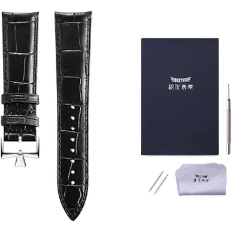 积优 江诗丹顿代用鳄鱼皮表带 适用传承艺术大师伍陆之型 男女通用 黑色棕色蓝色