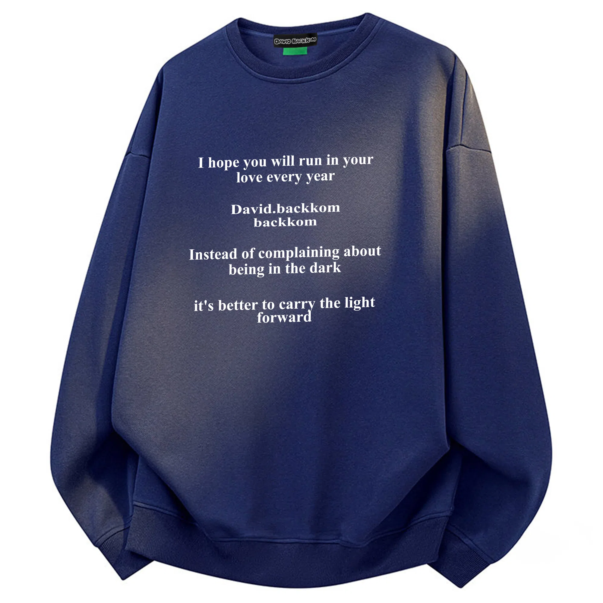 大卫贝肯 美式潮牌重磅纯色曼巴棉文章字母印花设计宽松舒适日常通勤百搭长袖圆领卫衣 男女同款