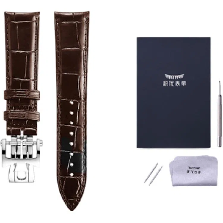 积优 江诗丹顿代用鳄鱼皮表带 适用传承艺术大师伍陆之型 男女通用 黑色棕色蓝色