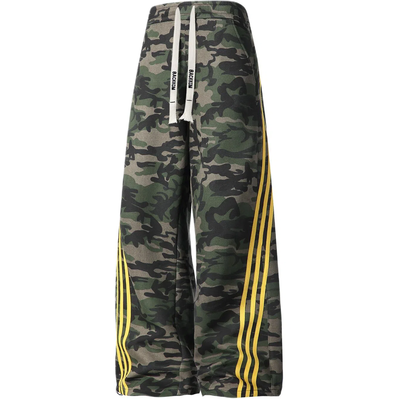 大卫贝肯 弯刀经典小众迷彩条纹微喇长裤美式高街复古品牌字母抽绳设计高级感宽松直筒显高阔腿工装休闲裤 男女同款