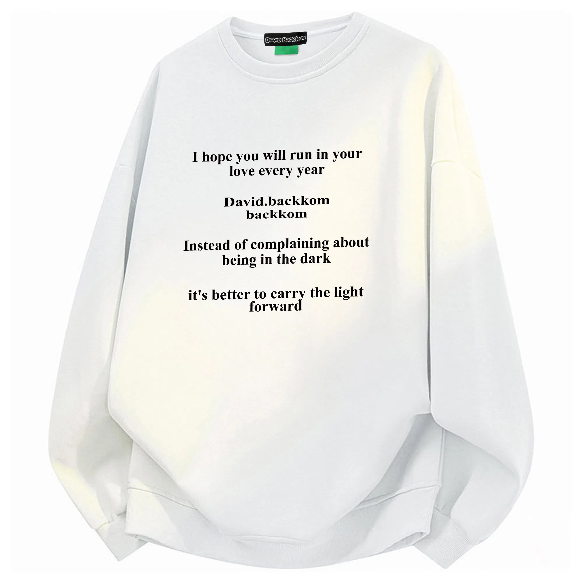 大卫贝肯 美式潮牌重磅纯色曼巴棉文章字母印花设计宽松舒适日常通勤百搭长袖圆领卫衣 男女同款