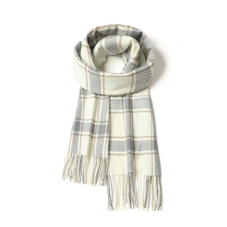 心水好物 高级感韩系小清新百搭黑白格纹柔软保暖加厚披肩围脖 礼盒装 聚酯纤维 绒线围巾 男女同款情侣款