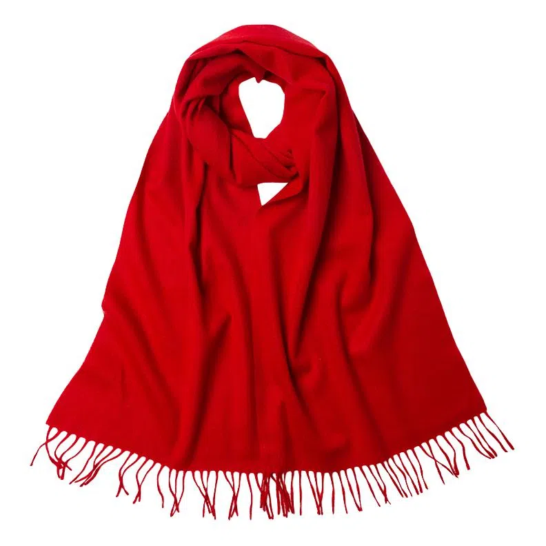 红豆 简约轻盈时尚百搭优雅 山羊绒 绒线围巾 男女同款情侣款