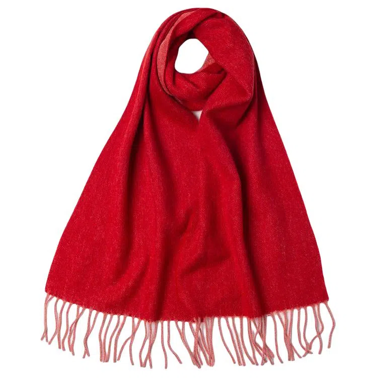 红豆 拼色高雅保暖时尚 山羊绒 绒线围巾 男女同款情侣款