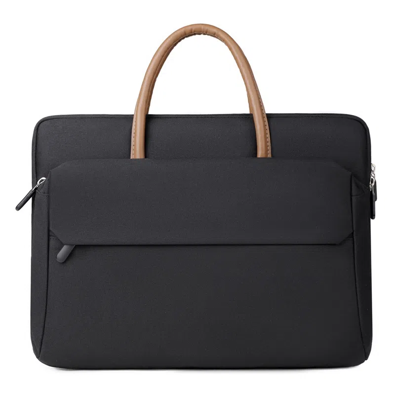 老人头 商务简约休闲百搭通勤多功能手提包 织物 电脑包 男女同款情侣款 黑色/米色/浅紫色