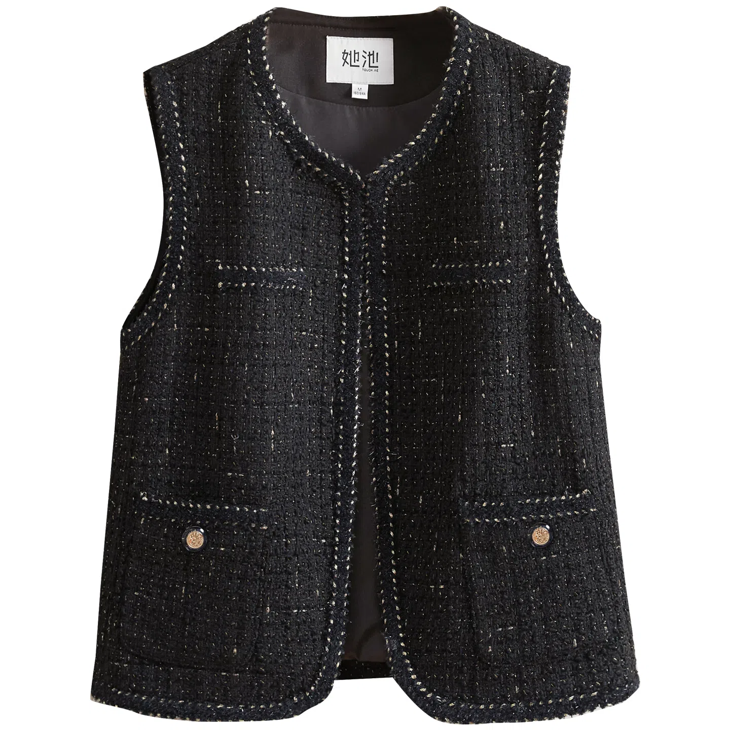 她池 合身适中圆领马甲 女款