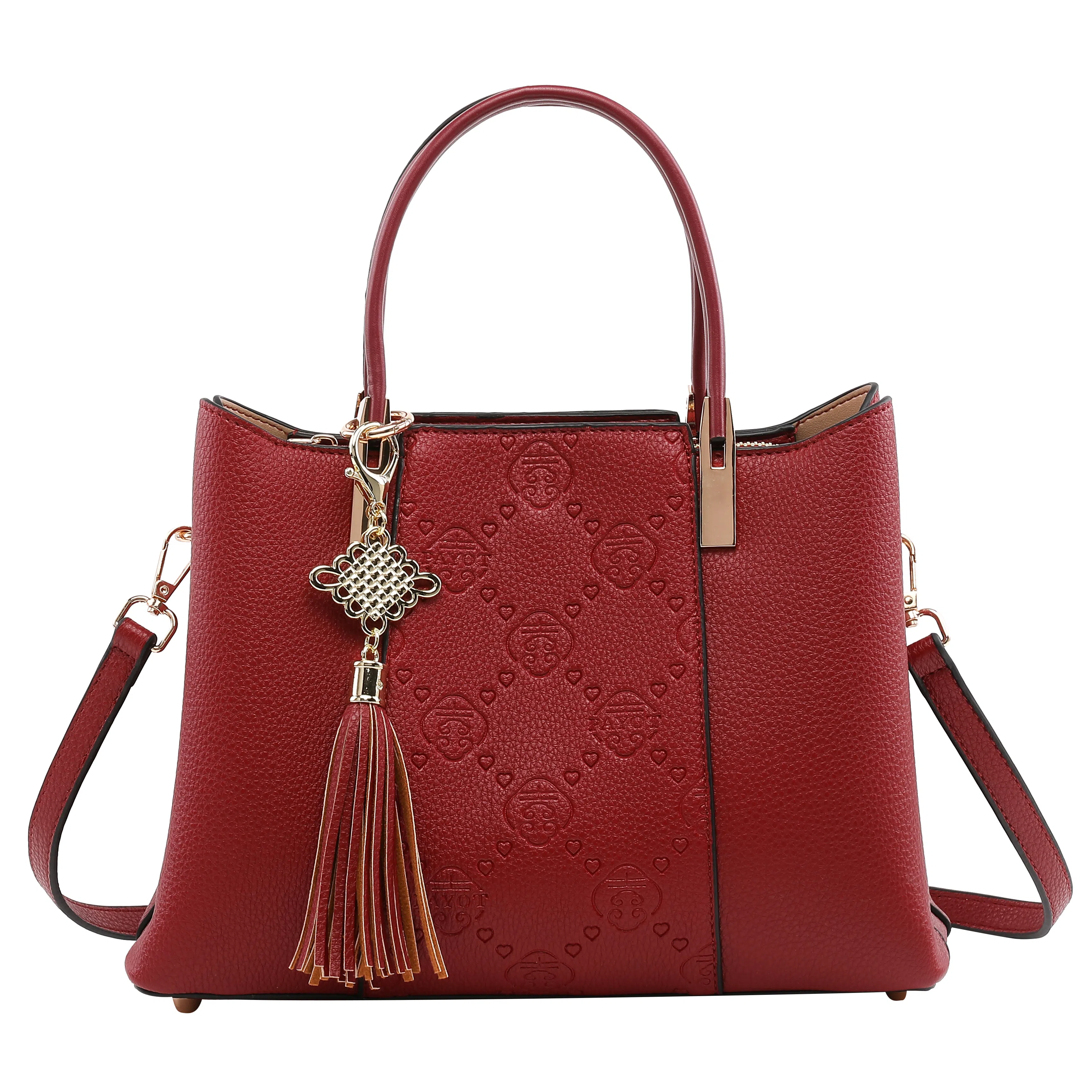 恒源祥 舒适轻盈百搭时尚 复古高贵优雅 超纤合成革 手提包 常规 女款 酒红色