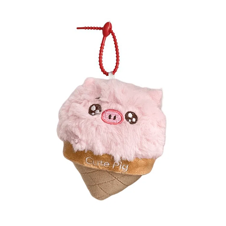 心水好物 卡通甜筒粉猪玩偶草莓蛋糕猪猪公仔 毛绒 挂件 男女同款情侣款
