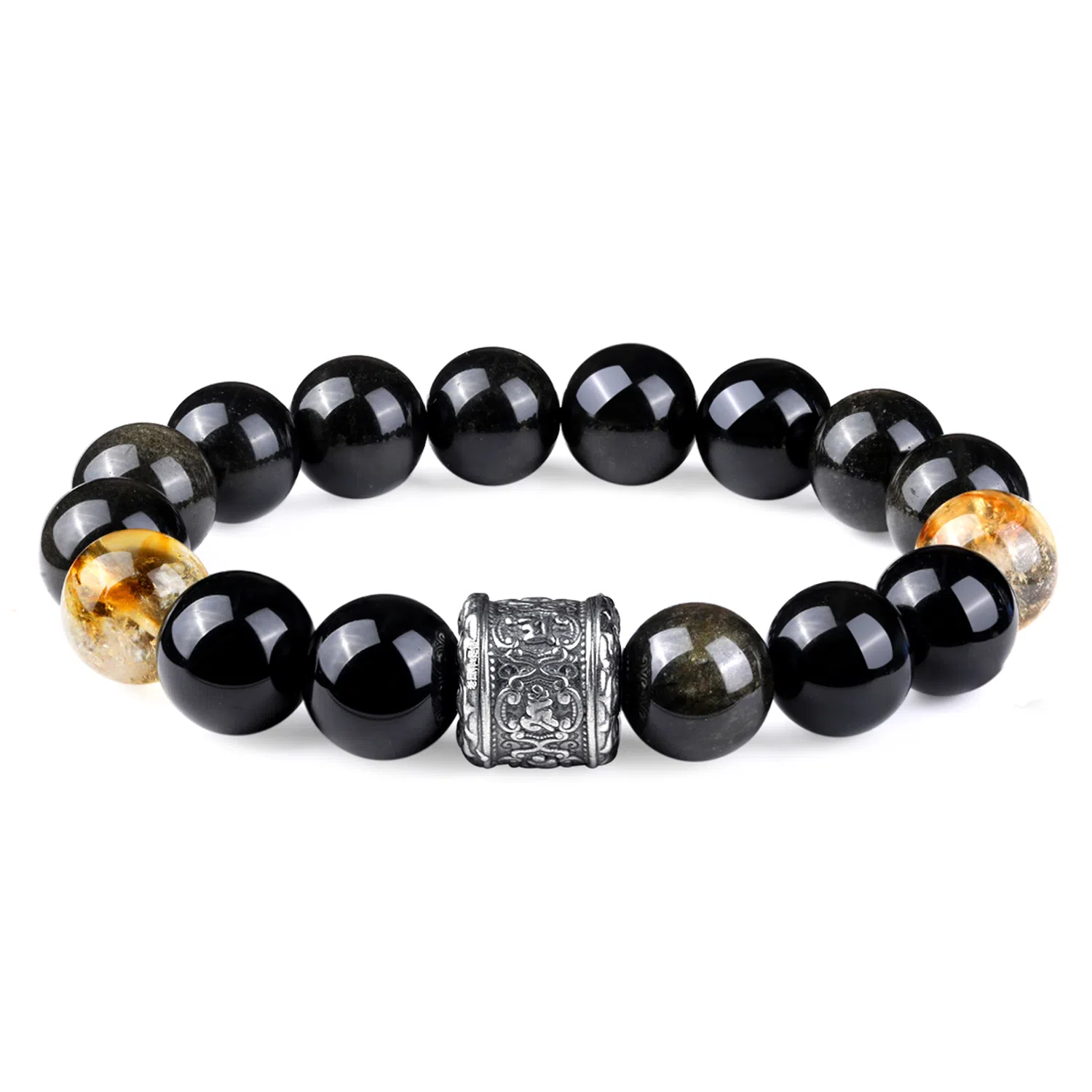 老凤祥 六字箴言转运珠 新中式简约国潮复古小众 日常通勤百搭精致气质温柔#好运 黑曜石 手串 男款