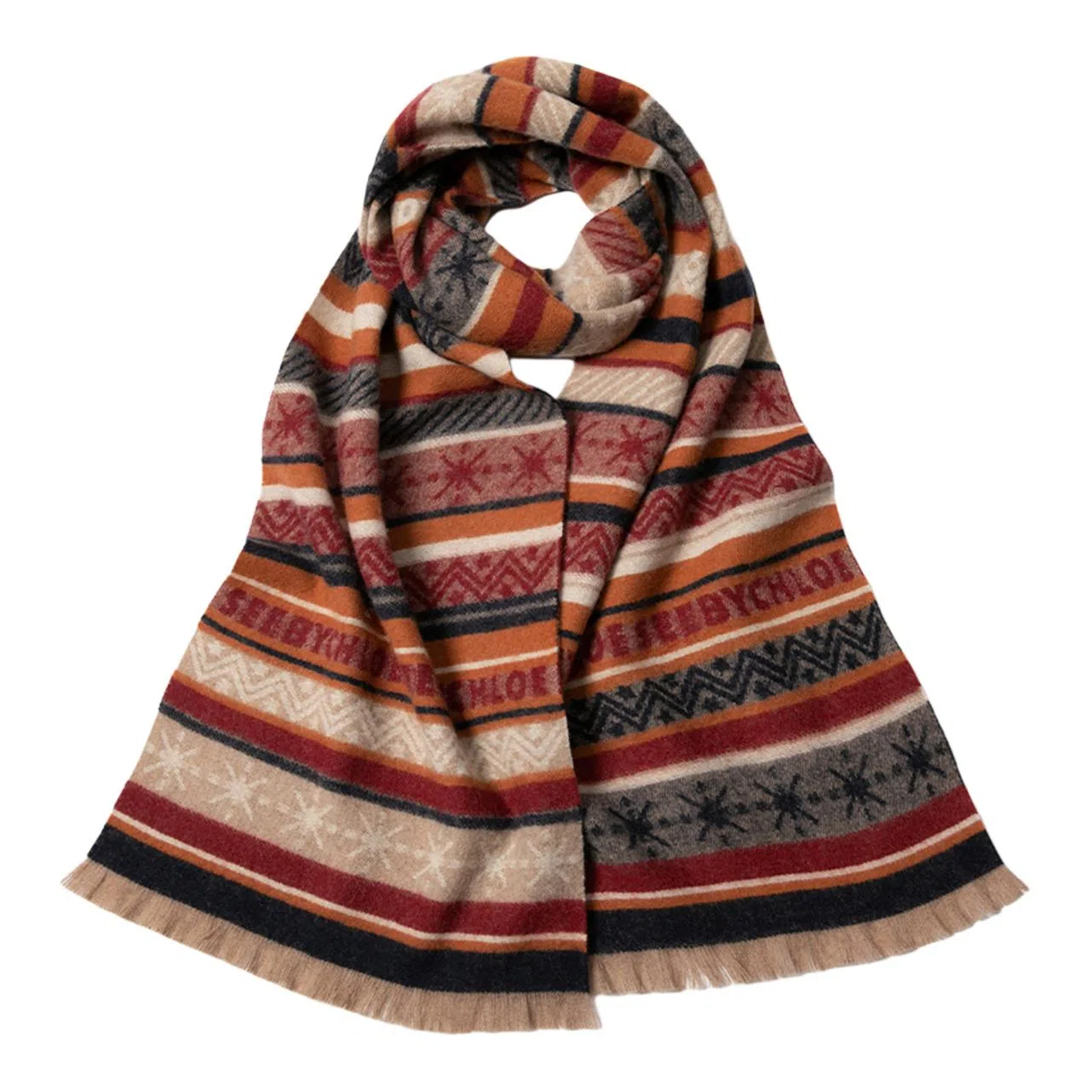 红豆 时尚百搭条纹复古保暖舒适优雅 混纺 绒线围巾 男女同款情侣款