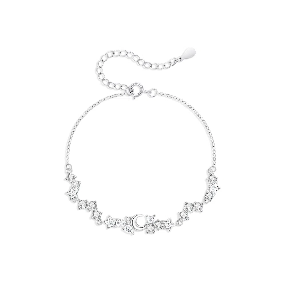 【纯银999 | 星月系列】 凤祥囍事 老凤祥 优雅浪漫温柔小众设计简约学生日常轻奢高级感经典百搭上岸通勤浪漫约会可调节 足银 手链 女款