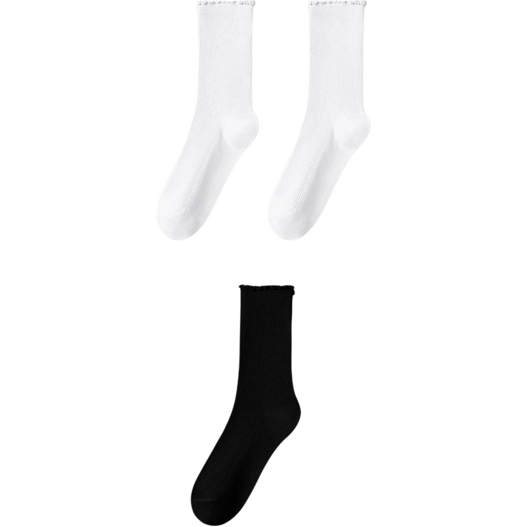 妮轻 纯棉抗菌纯色简约中筒袜 女款