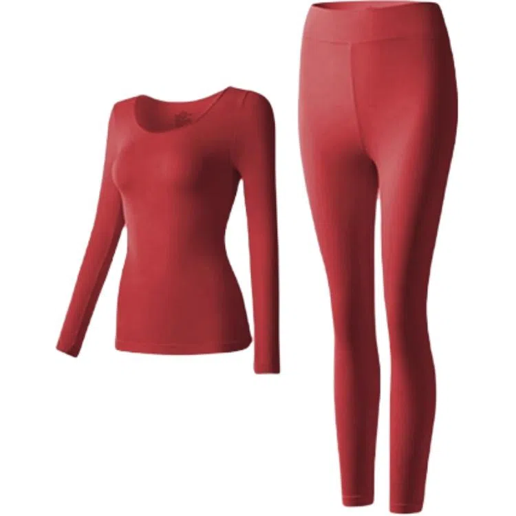 鸿运本命年系列欧迪芬 修身舒适时尚优雅内衣抗菌塑形无痕美体打底衫圆领衫秋衣秋裤保暖套装 女款