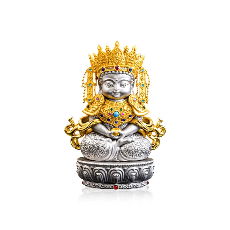【慈悲与智慧】 喜三福 释迦牟尼佛十二岁等身药师沃来佛觉沃仁波切铜像 藏式民族风办公室茶室内装饰品#好运 铜 摆件 男女同款情侣款