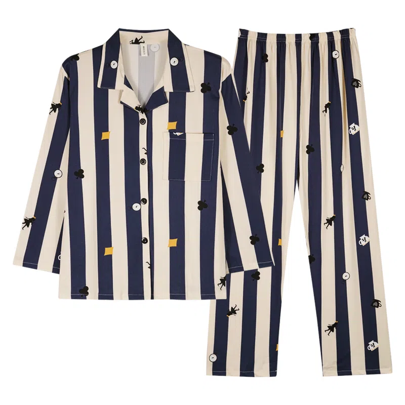 莫代尔 春秋季轻盈透气百搭舒适柔软亲肤细腻休闲简约长袖长裤家居服可外穿睡衣套装 女款