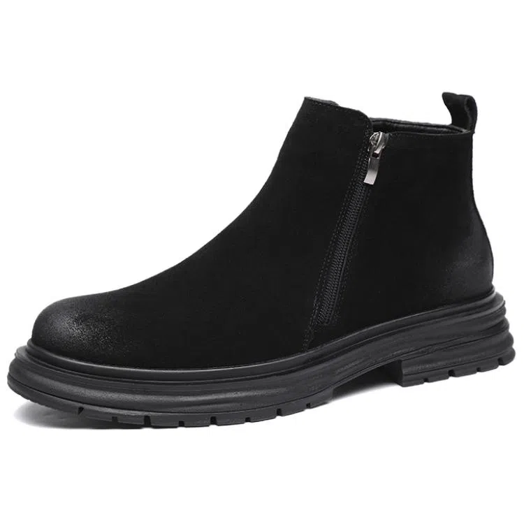 百伦韩 二层牛皮 复古英伦 短筒 马丁靴 男款