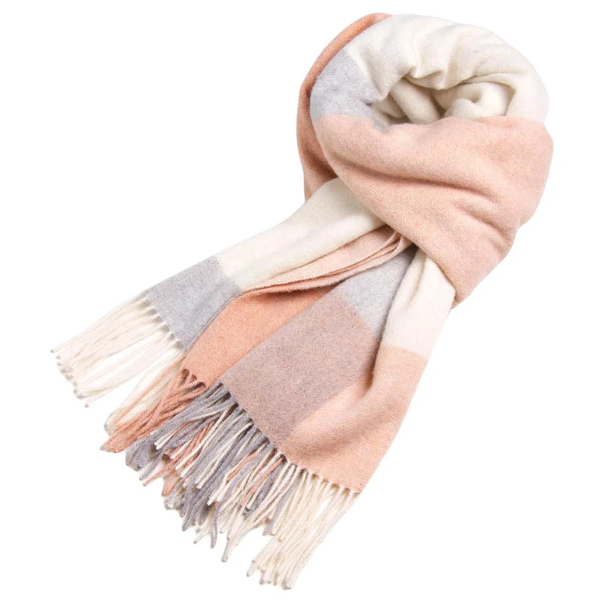 红豆 简约格纹舒适柔软保暖 混纺 绒线围巾 男女同款情侣款