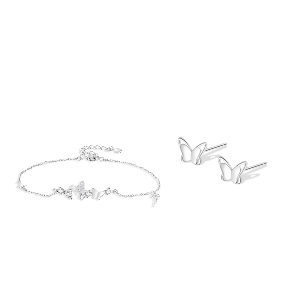 【纯银999 | 星光蝴蝶】 凤祥囍事 老凤祥 优雅浪漫温柔小众设计简约学生日常轻奢高级感经典百搭通勤浪漫约会可调节#好运 足银 手链 女款