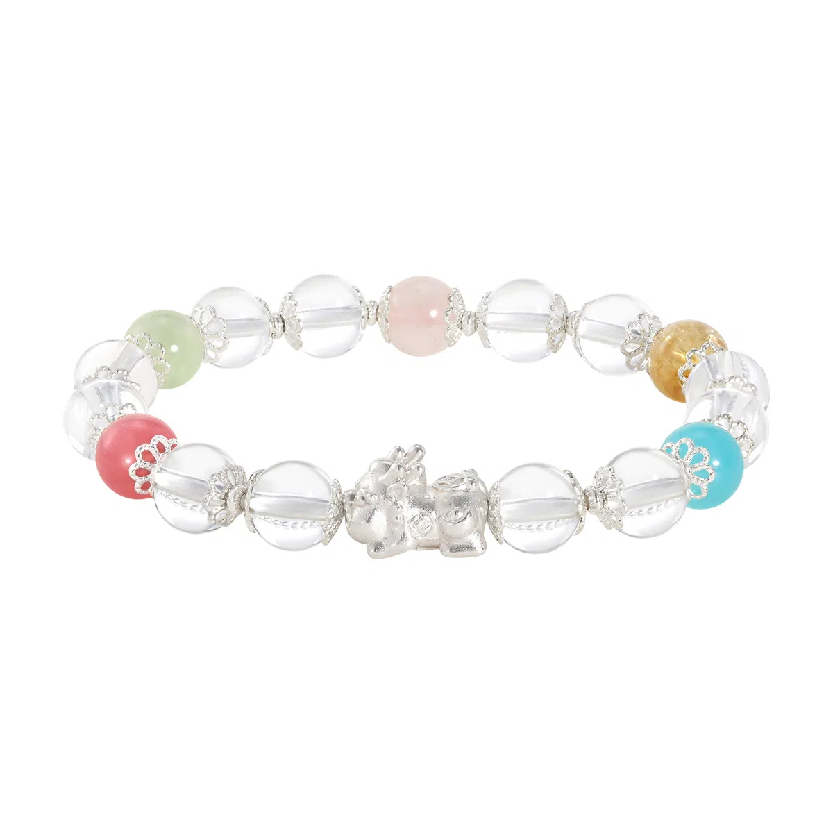 【多宝多财多福】 恋朵 时尚新中式 八方来财足银貔貅吞金兽 气质优雅#好运 白水晶 手串 女款