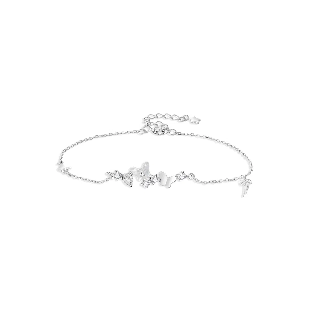 【纯银999 | 星光蝴蝶】 凤祥囍事 老凤祥 优雅浪漫温柔小众设计简约学生日常轻奢高级感经典百搭通勤浪漫约会可调节#好运 足银 手链 女款