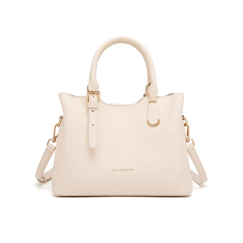 红蜻蜓 礼盒装高级感优雅气质丝巾潮流时尚百搭简约休闲实用通勤单肩包周年生日托特包 牛剖层皮革 手提包 常规 女款 黑色/米白色